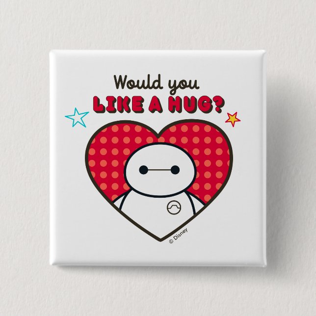 Macaron Carré 5 Cm Grand héros 6 | Baymax - Aimeriez-vous un câlin ? (Devant)