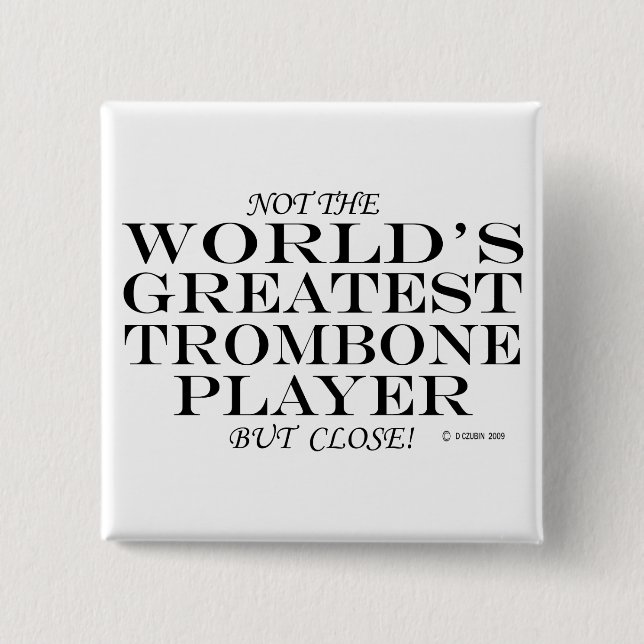 Macaron Carré 5 Cm Grand Joueur Trombone Fermer (Devant)