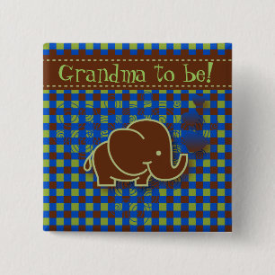 Macaron Carré 5 Cm Grand-maman bleu-foncé et Brown de l'éléphant   de