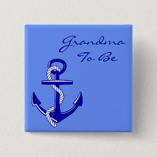 Macaron Carré 5 Cm Grand-maman nautique bleue à être Pin d'Ancre