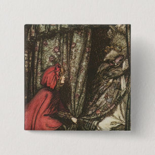 Macaron Carré 5 Cm Grand mauvais loup dans le lit de la grand-maman