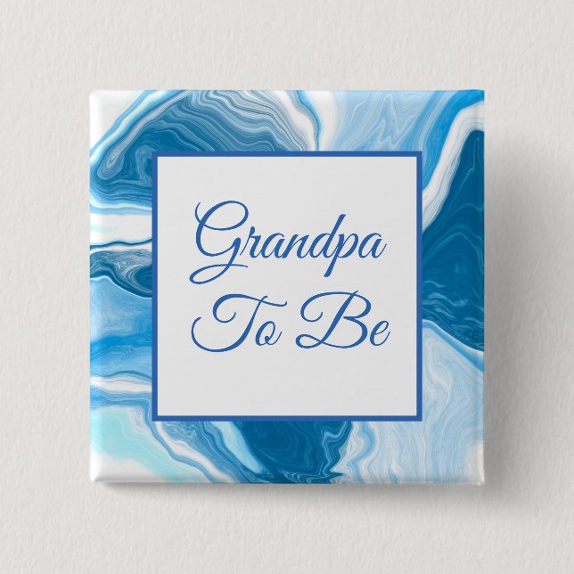 Macaron Carré 5 Cm Grand-père | Bouton Baby shower du garçon (Devant)