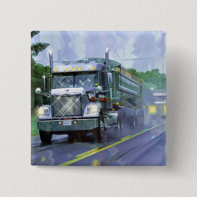 Macaron Carré 5 Cm GRANDS CAMIONS et CAMIONS d'INSTALLATION pour des  (Devant)