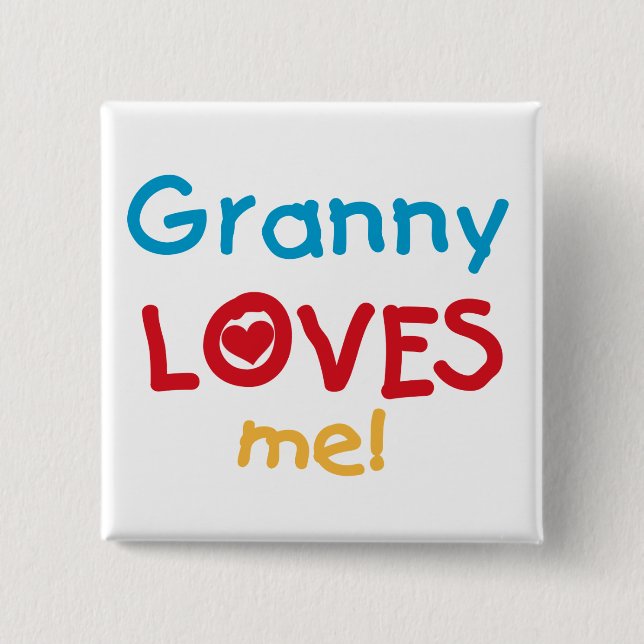 Macaron Carré 5 Cm Granny Loves Me Tshirts et cadeaux (Devant)