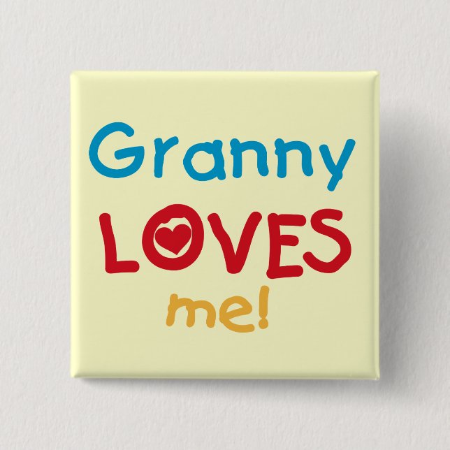 Macaron Carré 5 Cm Granny Loves Me Tshirts et cadeaux (Devant)