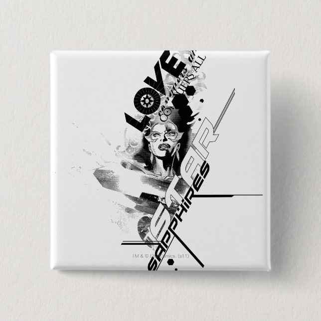 Macaron Carré 5 Cm Graphique 9 de saphir d'étoile (Devant)