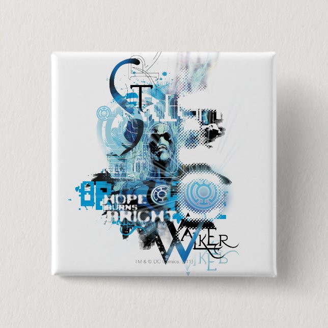 Macaron Carré 5 Cm Graphique bleu 1 de lanterne (Devant)
