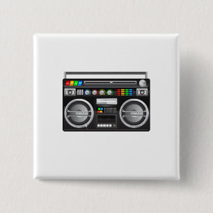 Macaron Carré 5 Cm graphisme de boombox rétro