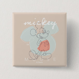 Macaron Carré 5 Cm Graphisme en ligne continue de Mickey Mouse