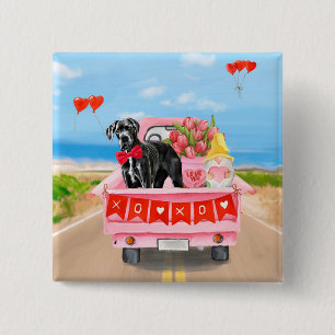 Macaron Carré 5 Cm Great Dane Chien Valentine's Day Truck
