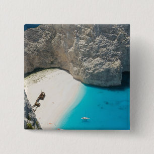 Macaron Carré 5 Cm GRÈCE, Îles ioniennes, ZAKYNTHOS, ÉPAVE