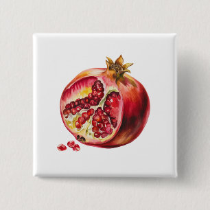 Macaron Carré 5 Cm Grenade aquarelle tendance moderne