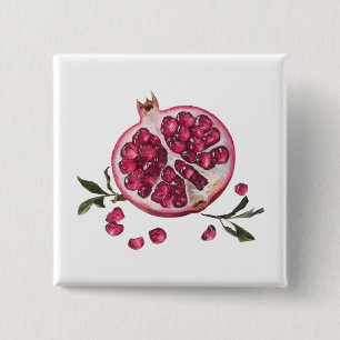 Macaron Carré 5 Cm Grenade aquarelle tendance moderne