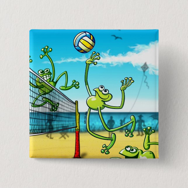 Macaron Carré 5 Cm Grenouille de volleyball (Devant)