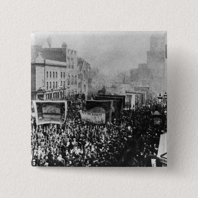Macaron Carré 5 Cm Grève de dock de Londres, 1889 (Devant)