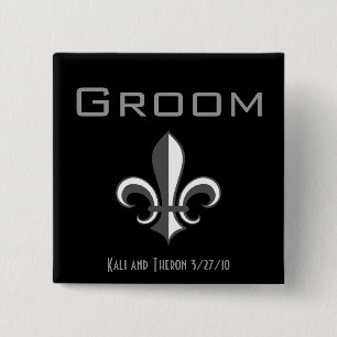 Macaron Carré 5 Cm gris de marié de fleur de lis