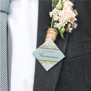Macaron Carré 5 Cm GROOMSMAN Étiquette de nom de mariage Sweet Garden