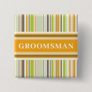Macaron Carré 5 Cm GROOMSMAN Retro Orange Mint Stripes Mariage simple