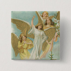 Macaron Carré 5 Cm Groupe vintage d'anges de Noël