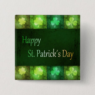 Macaron Carré 5 Cm Grungy St. Patrick's Day Shamrocks - Bouton