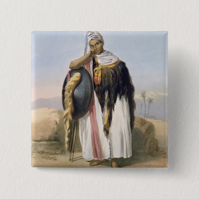 Macaron Carré 5 Cm Guerrier d'Amhara, Ethiopie, illustration de ' (Devant)