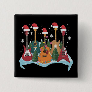 Macaron Carré 5 Cm Guitare Rétro Drôle Noël Arbre de Noël Fêtes