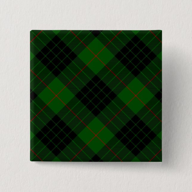 Macaron Carré 5 Cm Gunn tartan vert noir plaid (Devant)