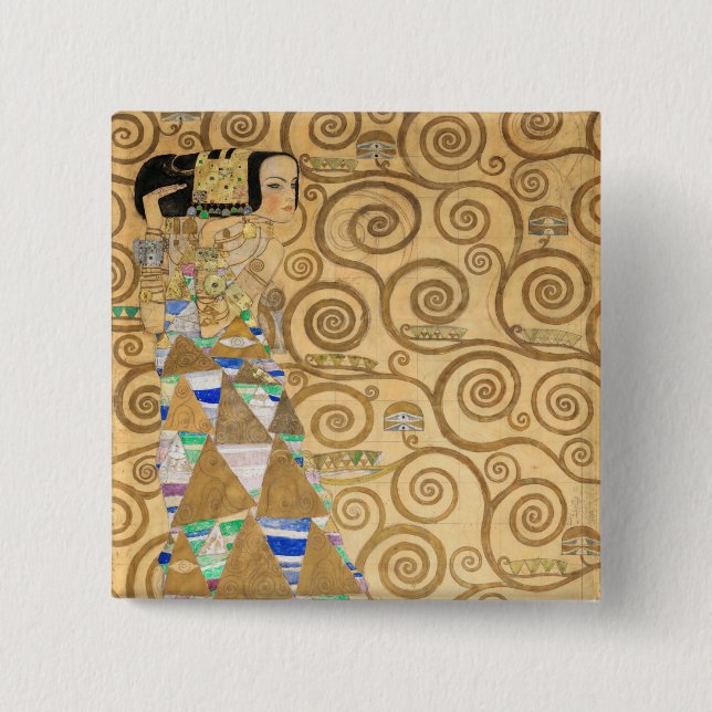 Macaron Carré 5 Cm Gustav Klimt - Attente, Stoclet Frieze (Devant)
