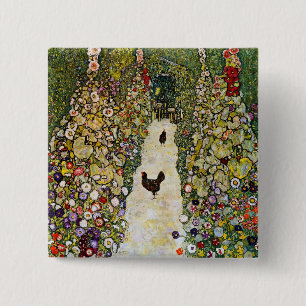 Macaron Carré 5 Cm Gustav Klimt - Chemin du jardin avec poulets