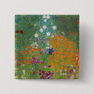 Macaron Carré 5 Cm Gustav Klimt - Jardin de fleurs