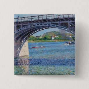 Macaron Carré 5 Cm Gustave Caillebotte - Pont à Argenteuil et Seine