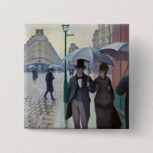 Macaron Carré 5 Cm Gustave Caillebotte - Rue de Paris ; Temps de plui