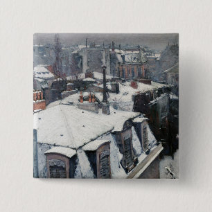 Macaron Carré 5 Cm Gustave Caillebotte - Toits sous la neige