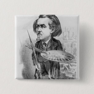 Macaron Carré 5 Cm Gustave Dore (1832-83), caricature de 'Le Boulev