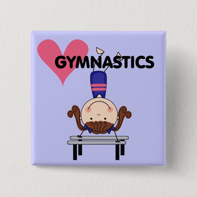 Macaron Carré 5 Cm GYMNASTIQUE - appuis renversés de fille de brune (Devant)