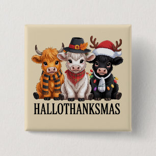 Macaron Carré 5 Cm Hallothanksmas automne vache saison effrayante agr