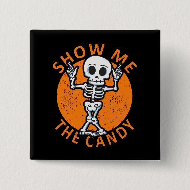 Macaron Carré 5 Cm Halloween Me Montrez-Moi Le Squelette Candy (Devant)