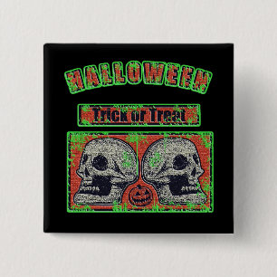 Macaron Carré 5 Cm Halloween Skulls - Trick Ou Treat Wort Green
