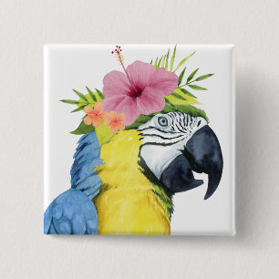 Macaron Carré 5 Cm Halo tropical - Perroquet