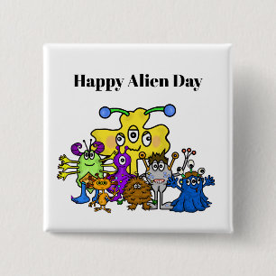 Macaron Carré 5 Cm Happy Alien Day Button