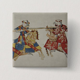 Macaron Carré 5 Cm Harley 4205 f.366 chevaliers joutants, c.1445