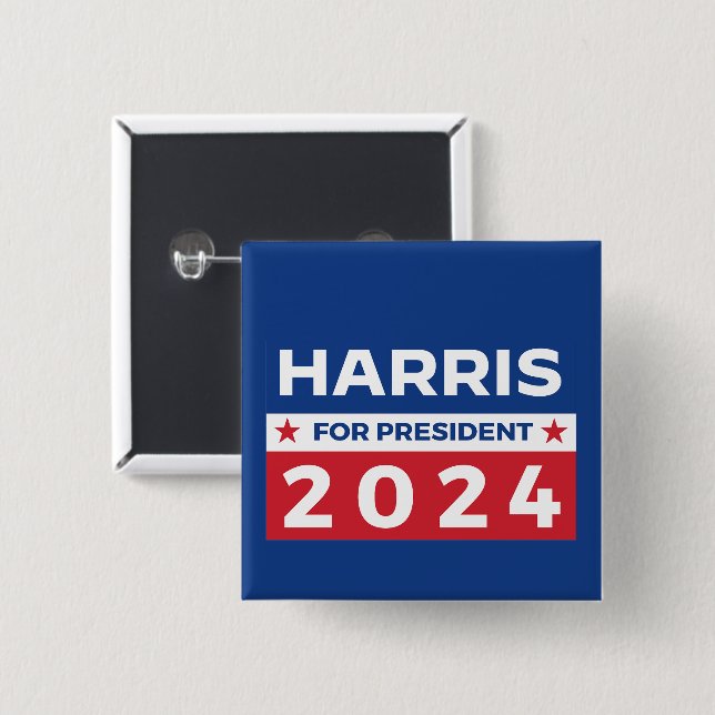 Macaron Carré 5 Cm Harris pour le président 2024 (Devant & derrière)