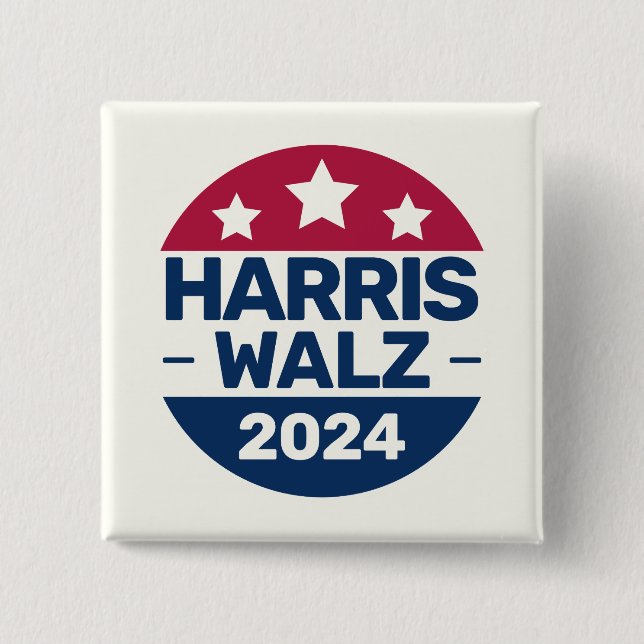 Macaron Carré 5 Cm Harris Walz 2024 Campagne pour le président Patrio (Devant)