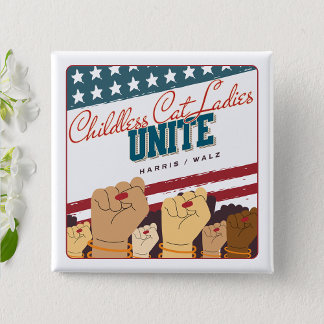Macaron Carré 5 Cm Harris Walz Femmes Chat Sans Enfant Unite Poings
