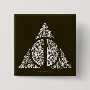Macaron Carré 5 Cm Harry Potter Spell DEATHLY HALLOWS Typography Gr