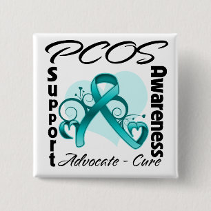 Macaron Carré 5 Cm Heart Ribbon - PCOS Awareness