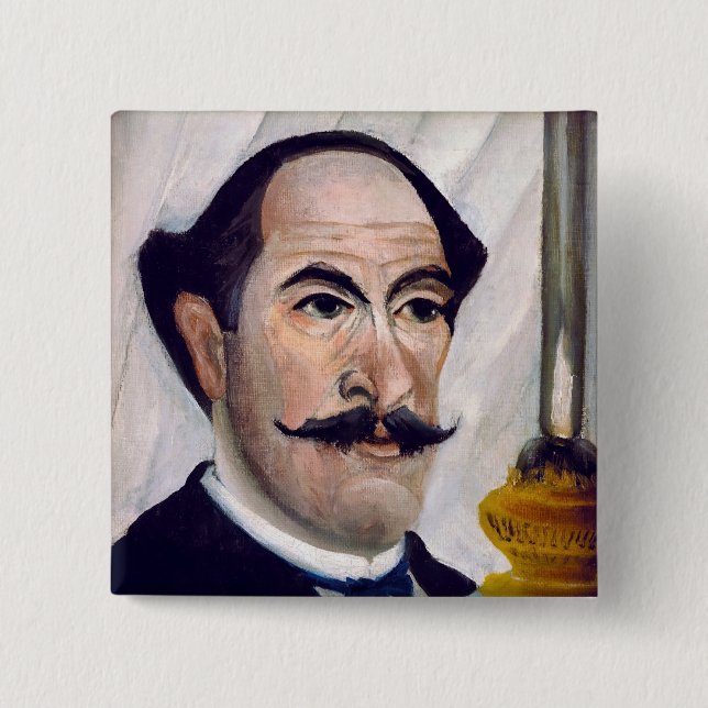 Macaron Carré 5 Cm Henri Rousseau - Autoportrait (Devant)