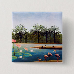Macaron Carré 5 Cm Henri Rousseau - Les Flamants