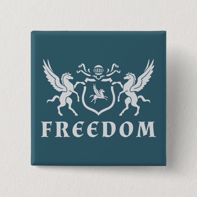 Macaron Carré 5 Cm Heraldique blanc Pegasus (Devant)