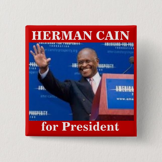 Macaron Carré 5 Cm Herman Caïn pour le bouton de Presiden (Devant)
